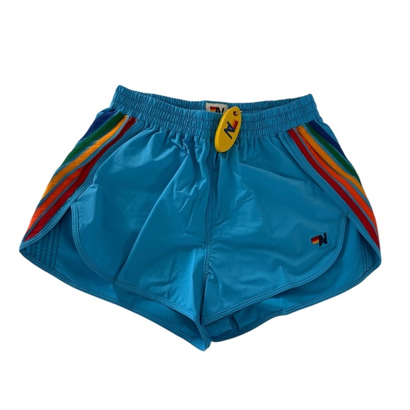 Women’s Aviator Nation blue and rainbow board shorts sz S. New. - Picture 2 of 5